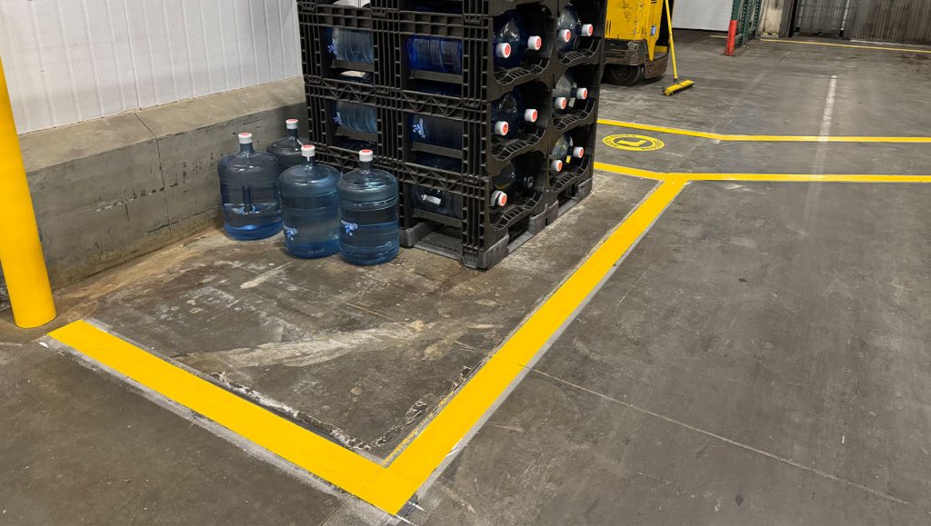 freshly painted line marking for Sabrosura Foods warehouse