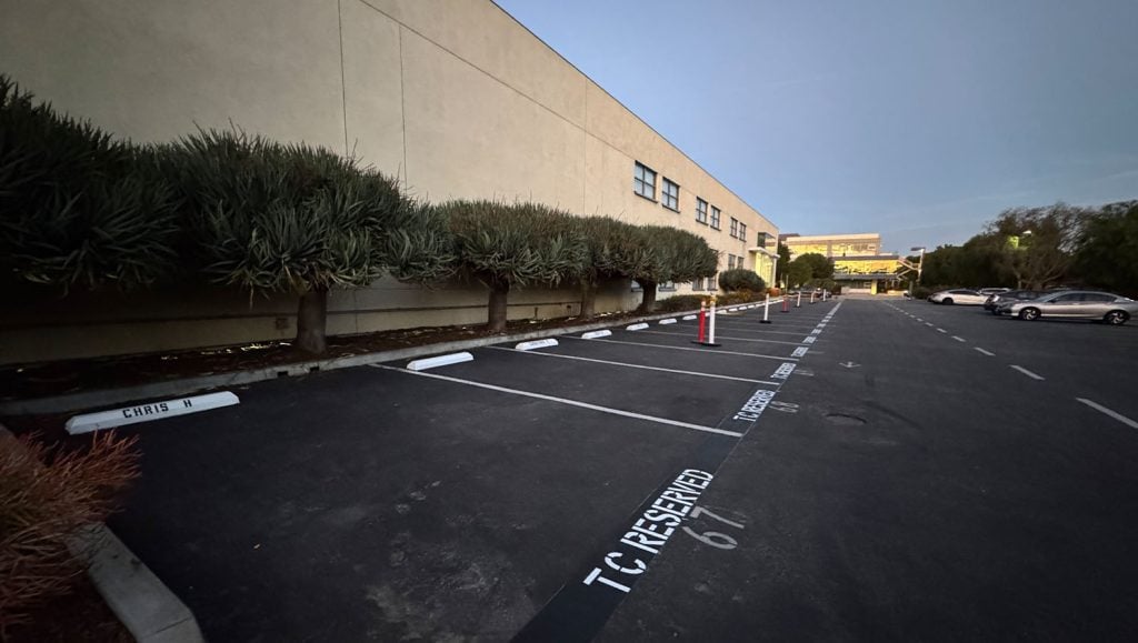 parking spots freshly painted close-up