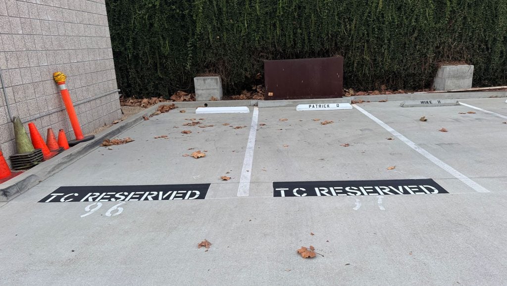 Tennis Channel parking spots freshly painted