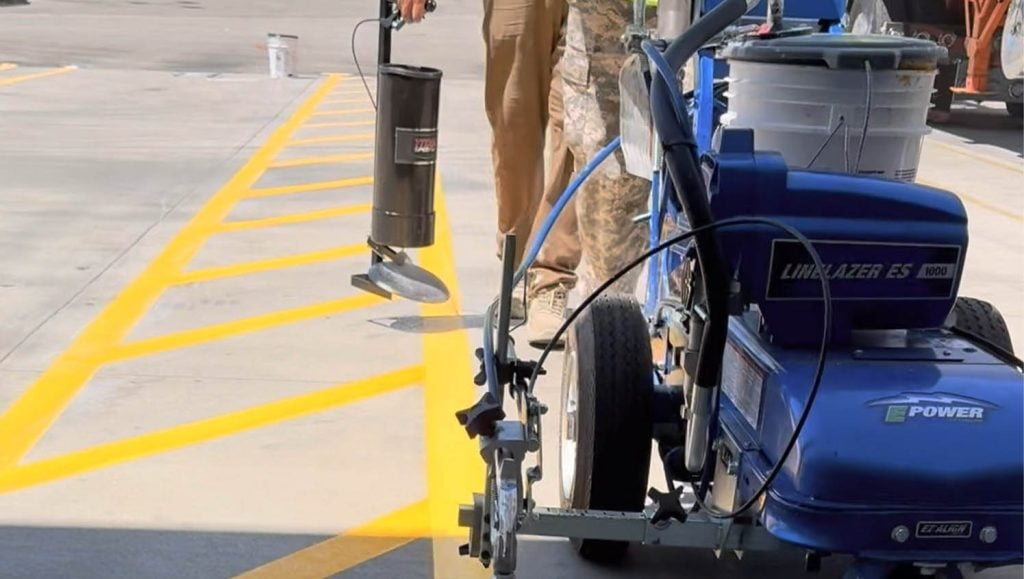 freshly painted line markings for True Star Transit parking lot