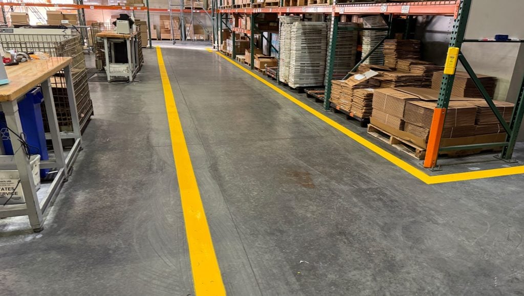 close-up of freshly painted line markings for Kubra