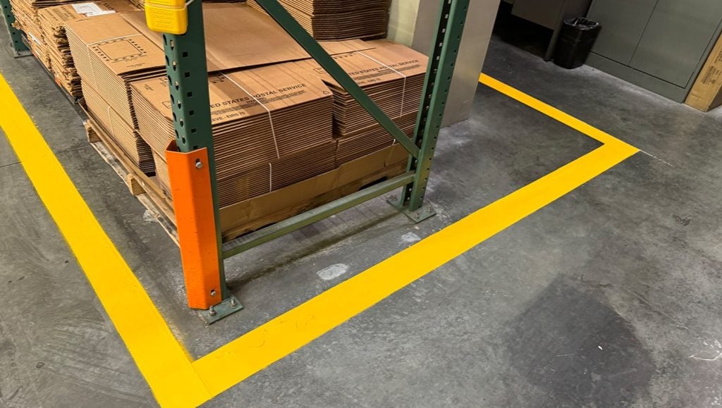 Kubra warehouse with freshly painted line markings