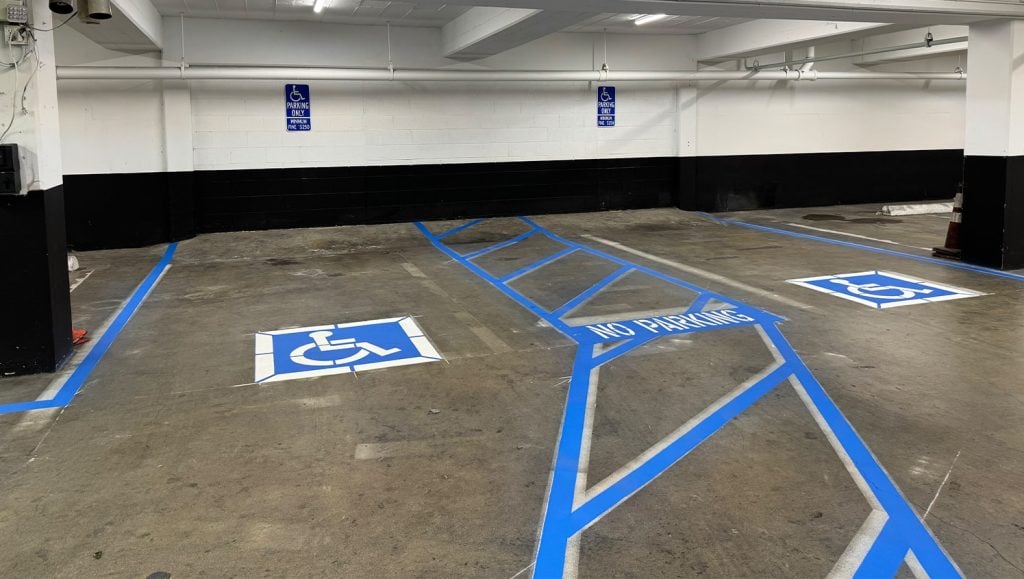freshly painted ada compliance markings for Wilshire Financial Tower