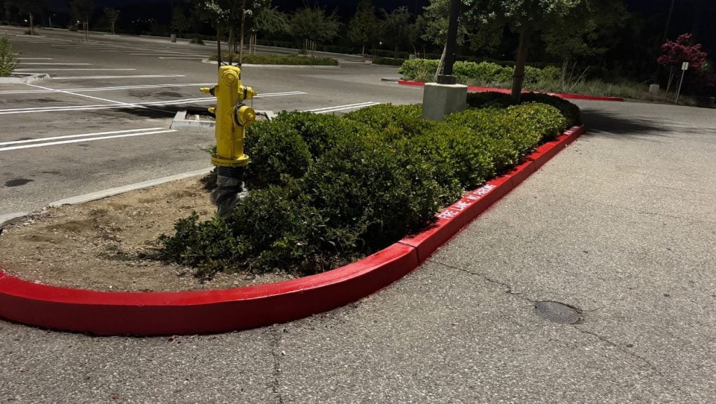 fire lane striping freshly painted for LA Fitness parking lot