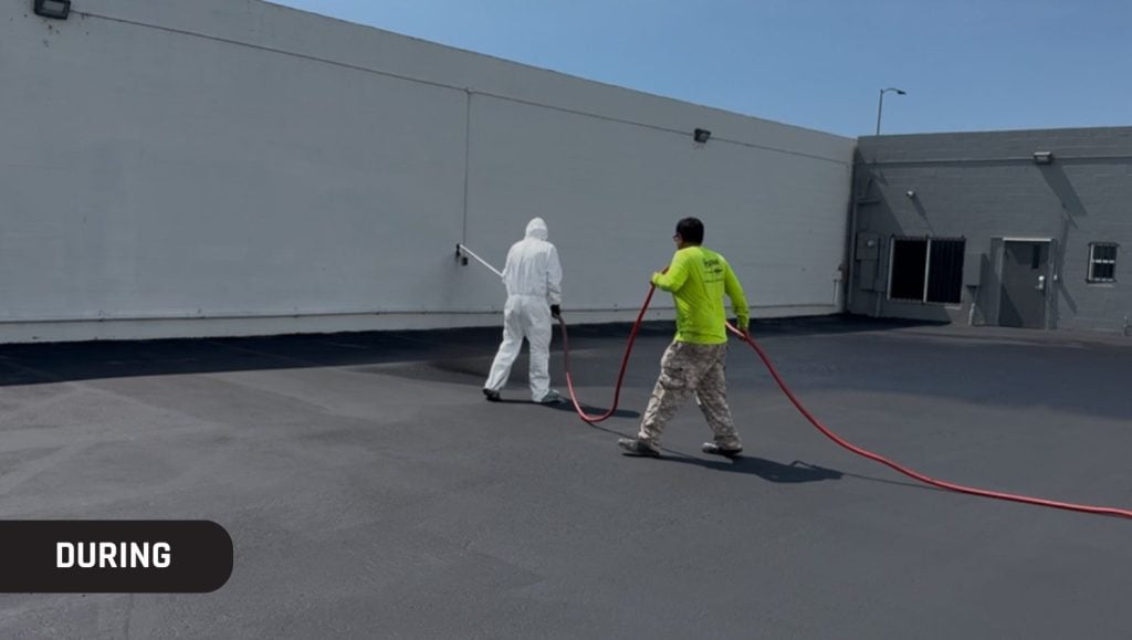 g-force employees installing new line markings for Quantum Freight Logistics parking lot