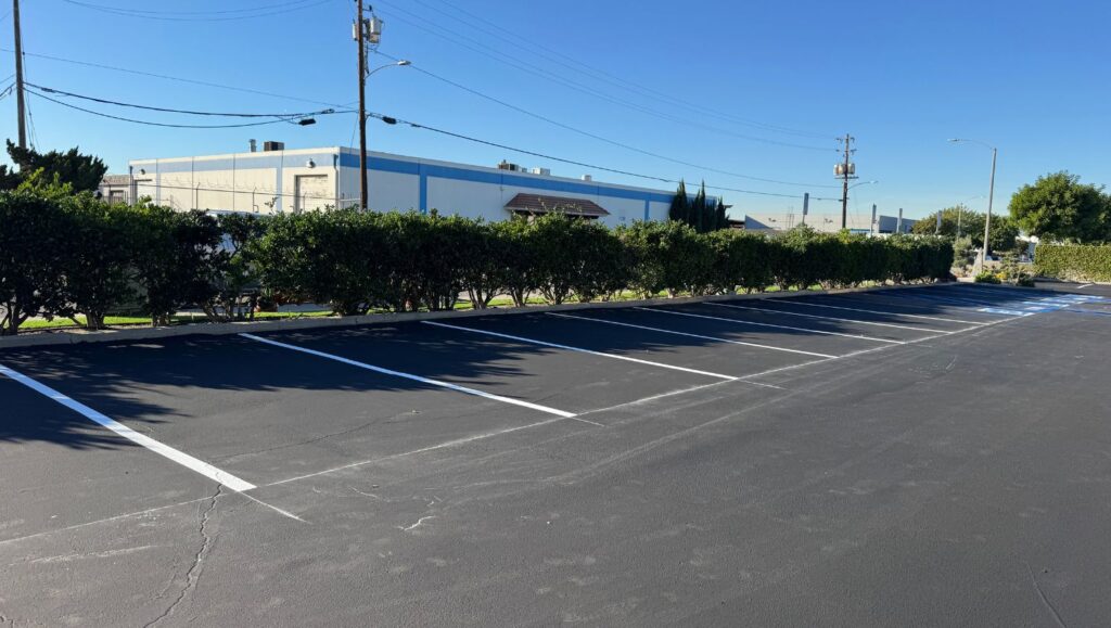 Vermillion Construction parking lot freshly painted