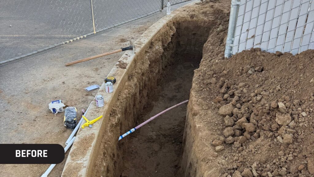 hole in ground for bollard installation for Holts Renewables