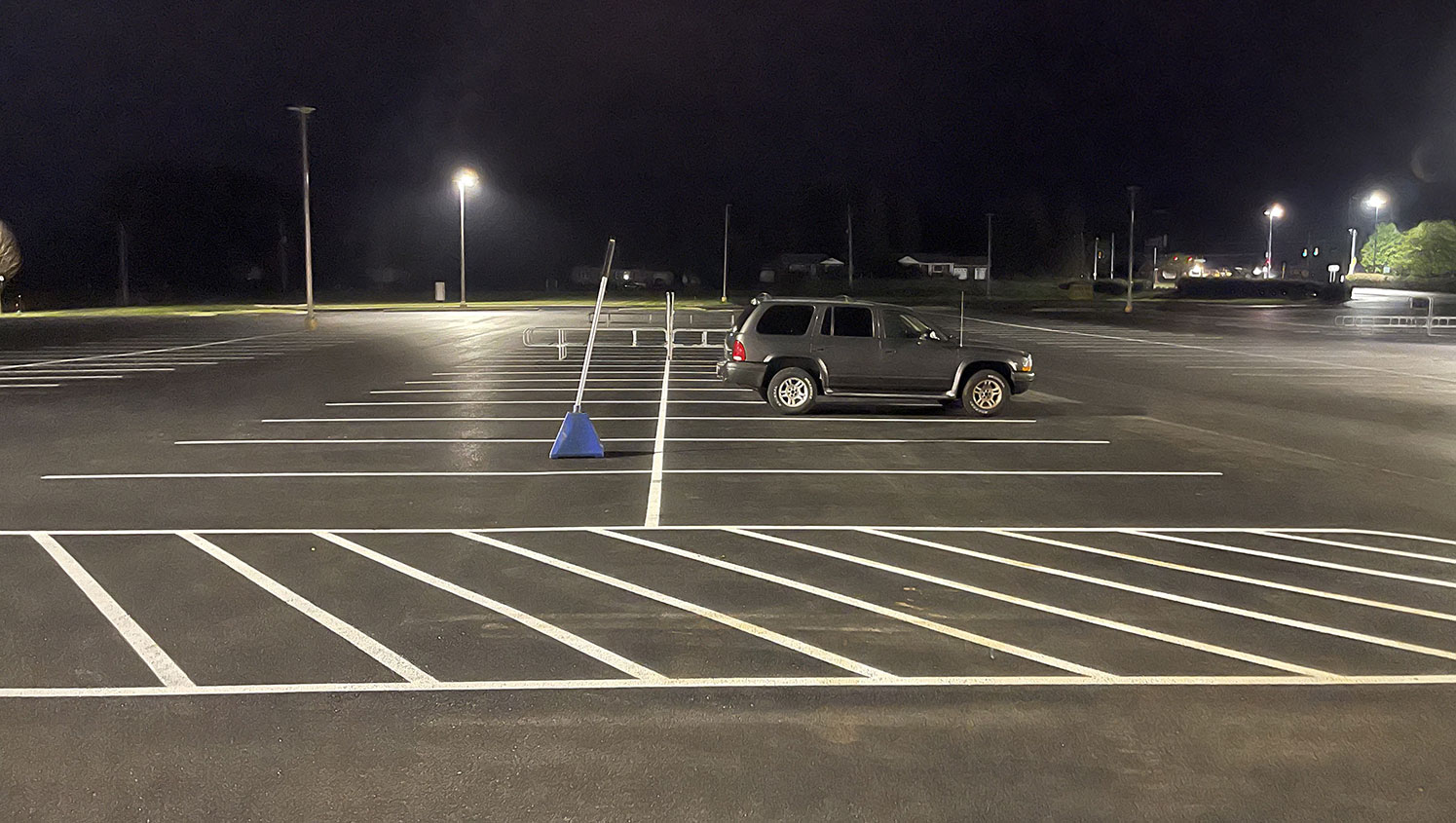 new parking lot striping at Lowe’s in Somerset