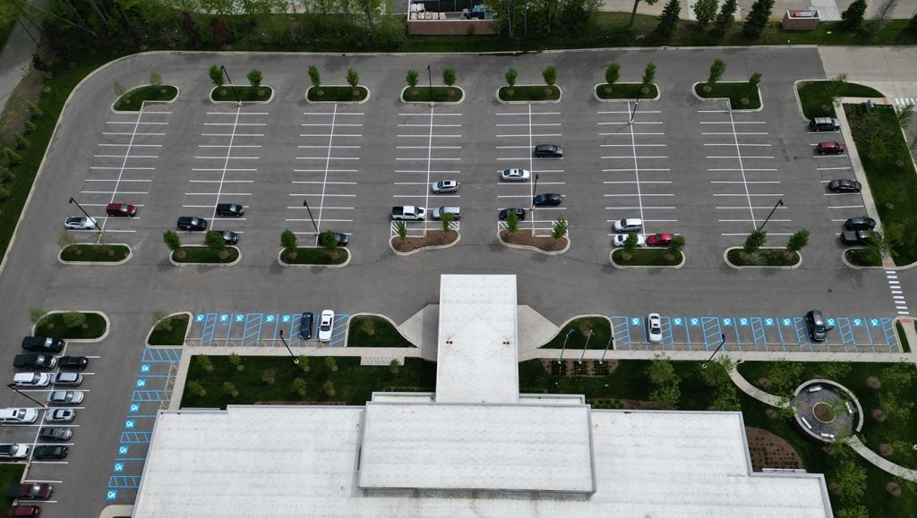 aerial view of ada parking stalls