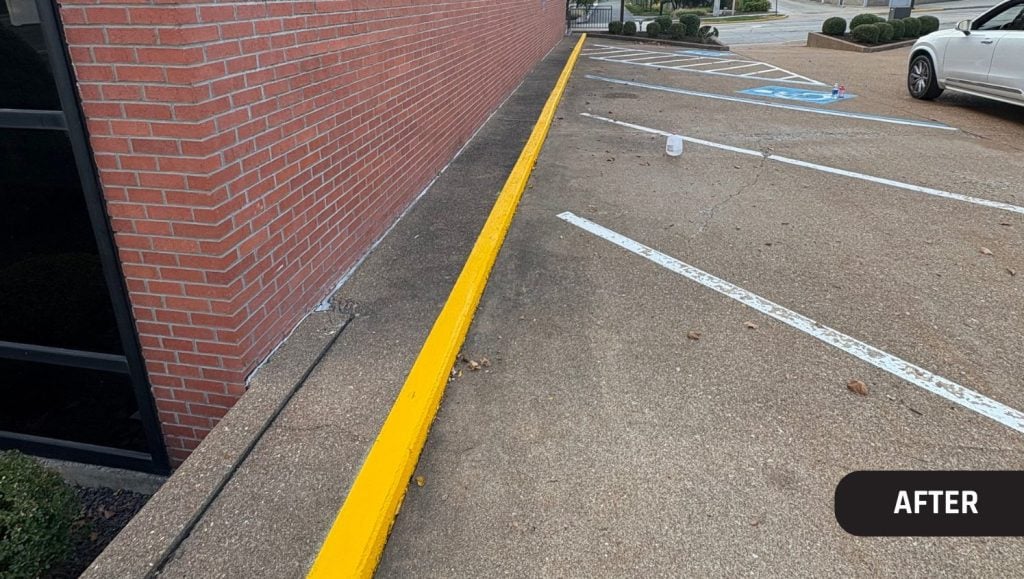 freshly painted parking spots for Regions Bank parking lot
