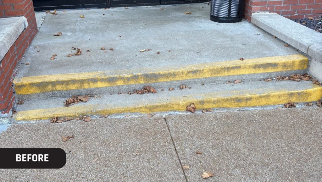 front view of faded stairs for Regions Bank