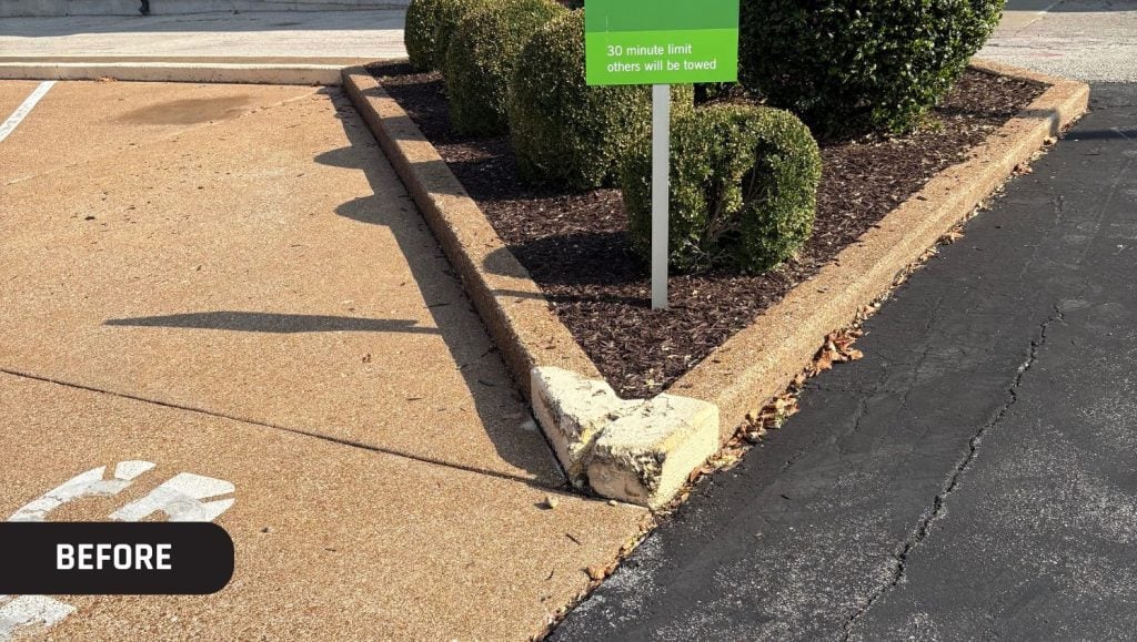 close-up of faded corner at Regions Bank