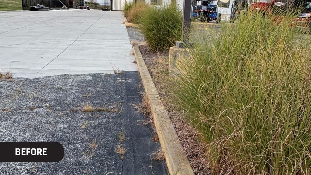 faded curb lines at Rion Equipment parking lot
