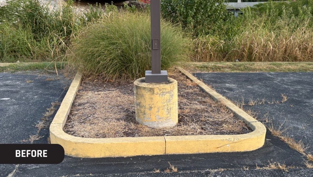 faded line markings for Rion Equipment parking lot