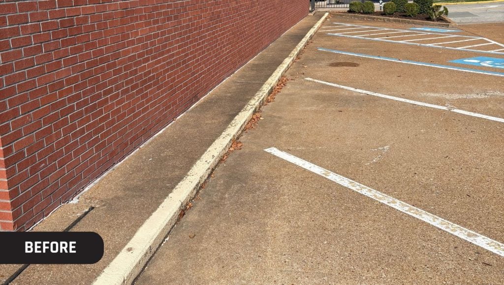 faded parking lot lines at Regions Bank