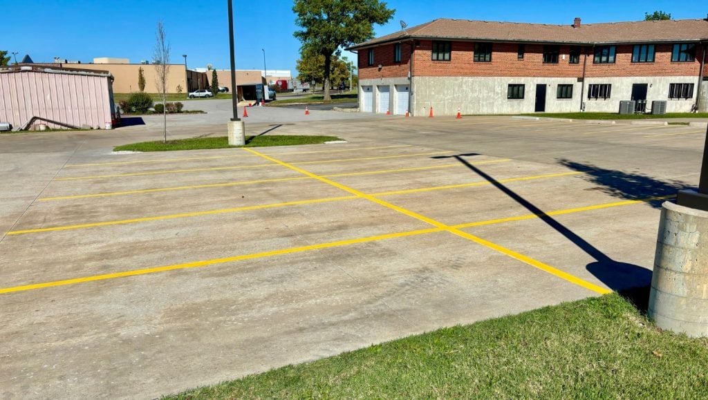Our Lady of Lourdes Catholic Church parking lot freshly painted