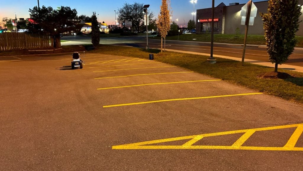 Our Lady of Lourdes Catholic Church parking lot freshly painted