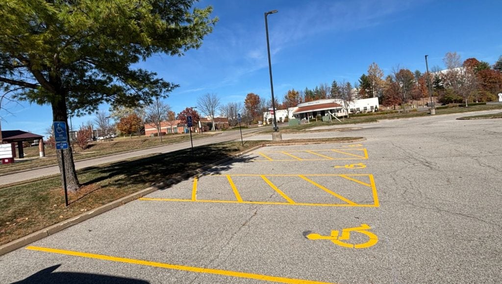 ada compliance parking spots freshly painted for Seniors & Co Adult Day Services parking lot