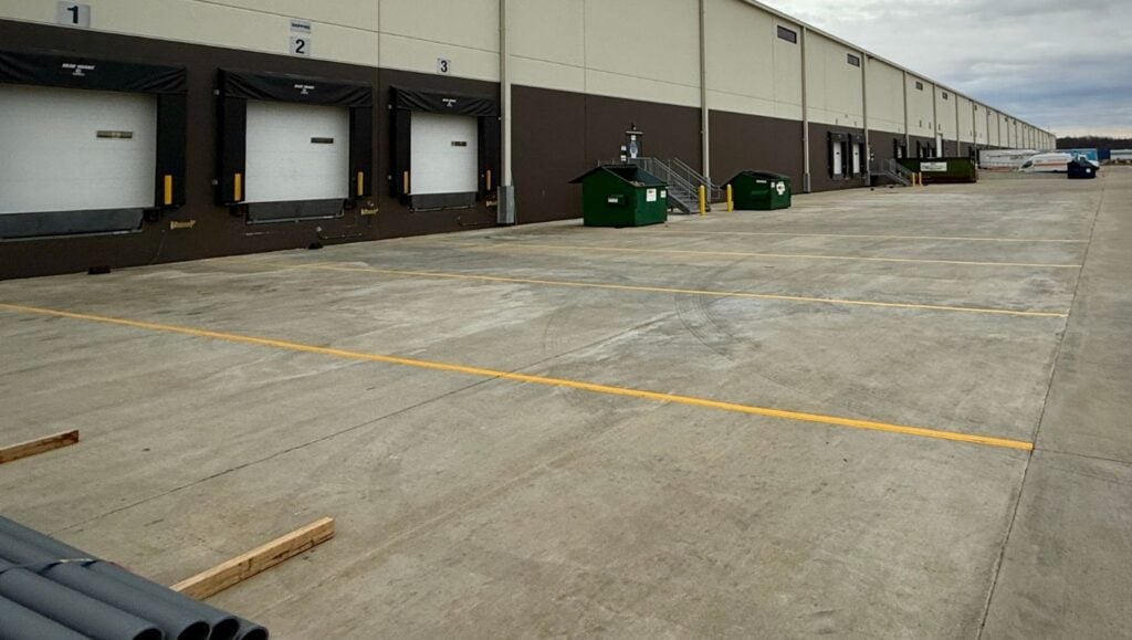 freshly painted line markings for Rexel USA parking lot