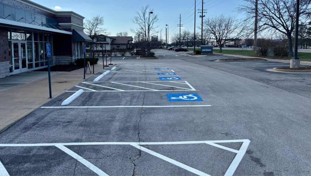 ada compliance parking spots freshly painted for Verizon