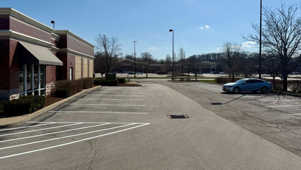 Verizon parking lot freshly painted