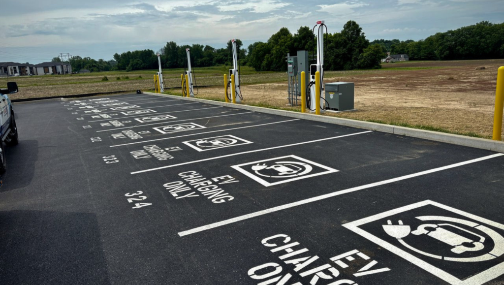 EV Charging Bay Markings Project for Newbold BMW in O'Fallon, IL