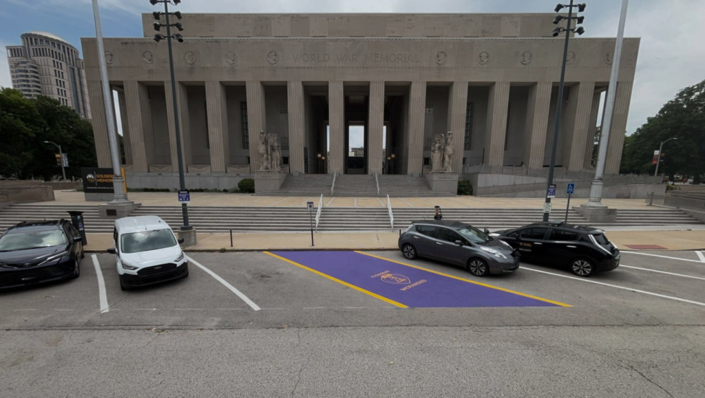 Line Striping Markings for Soldiers Memorial Military Museum in St. Louis, MO