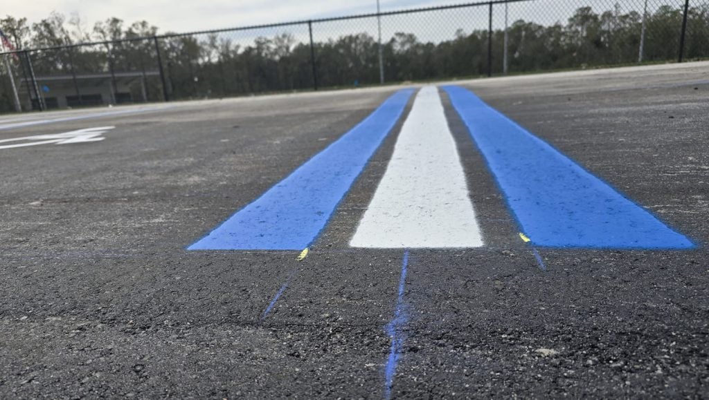 ada compliance parking spots freshly painted close-up