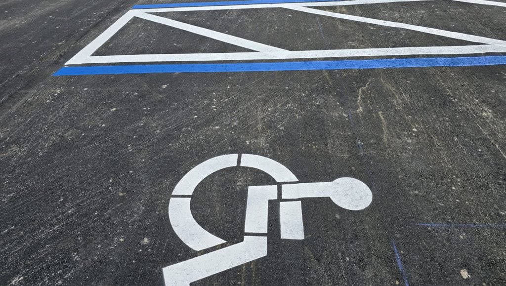 freshly painted parking spots for a park parking lot