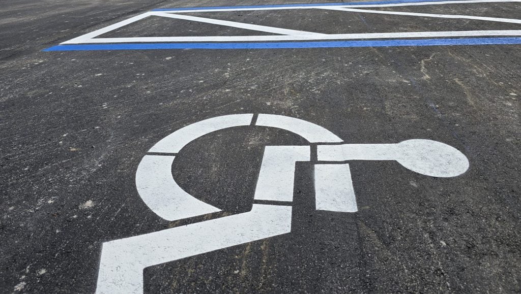 freshly painted line striping for a park in florida