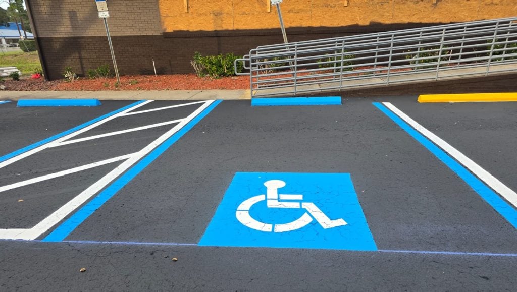 close-up of front view of ada compliance parking spots