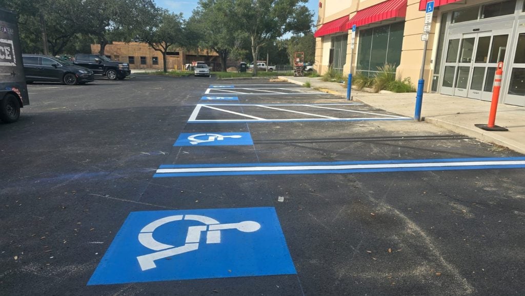ada compliance parking spots freshly painted
