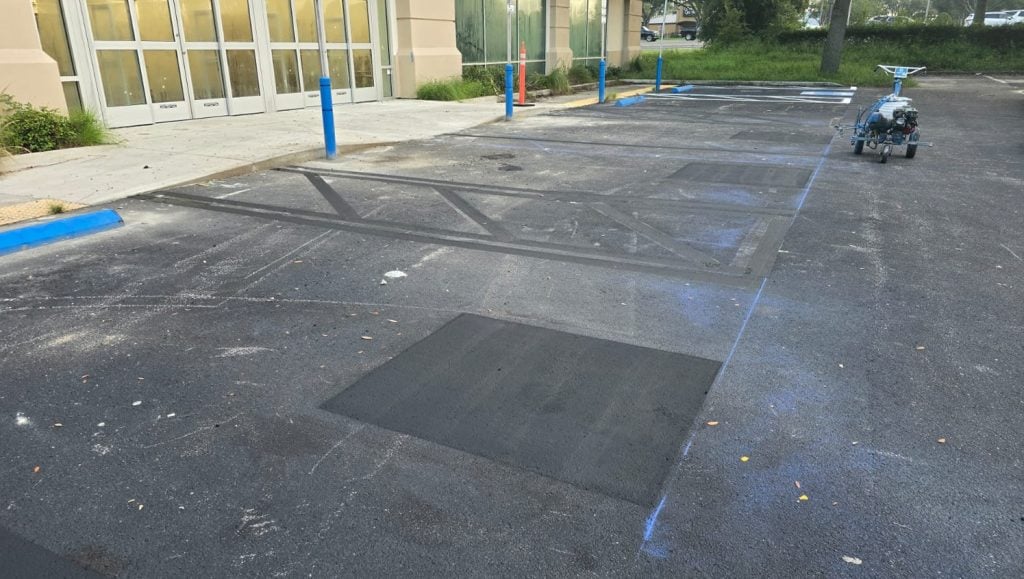 Burlington parking lot before line markings