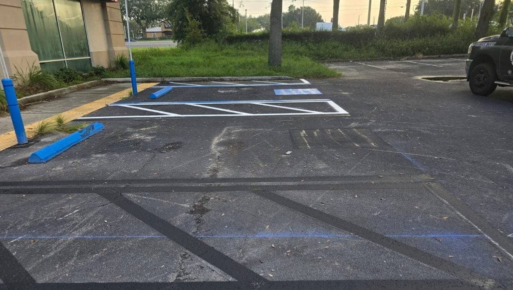 Burlington parking lot before new line markings