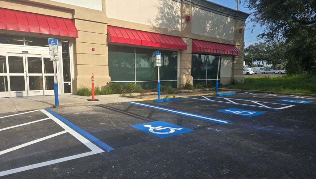 ada compliance parking spots freshly painted for Burlington