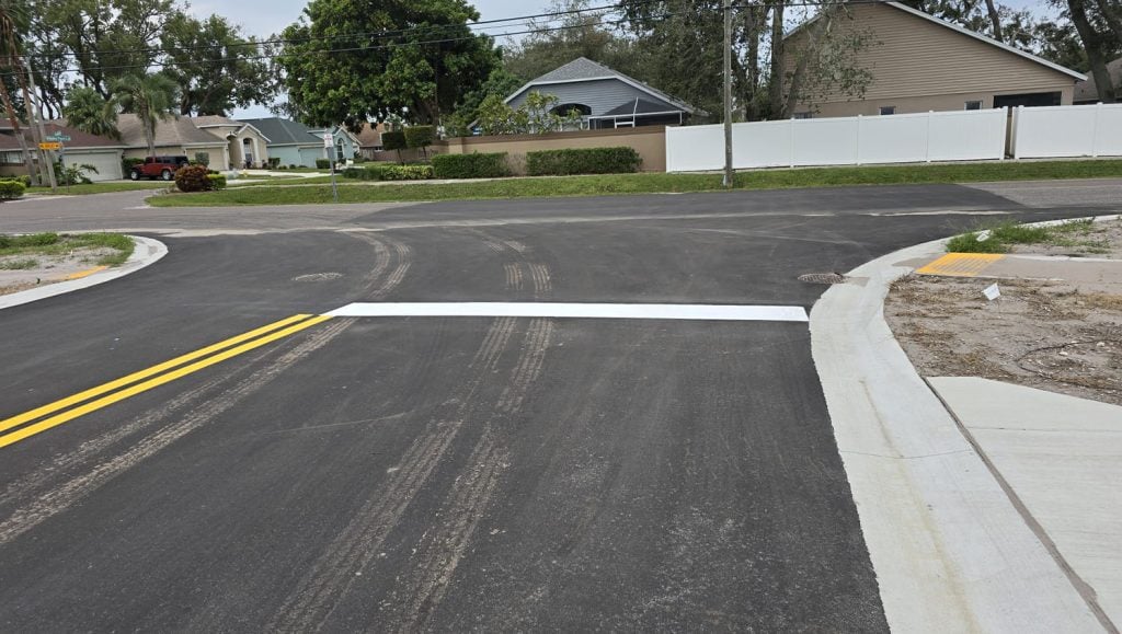 townhomes parking lot with freshly painted ada compliance parking spots