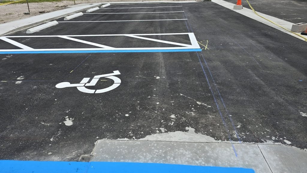 freshly painted line markings for townhomes parking lot