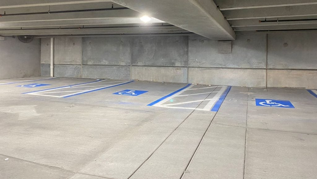 ada parking lot stall striping in tampa, fl parking garage