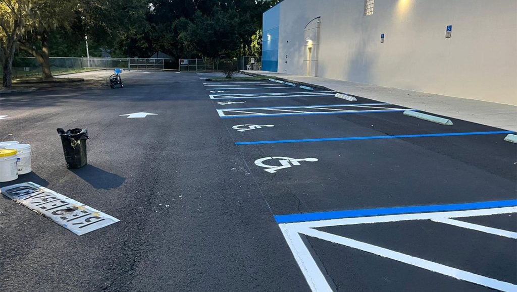 newly striping parking lot in lakeland florida
