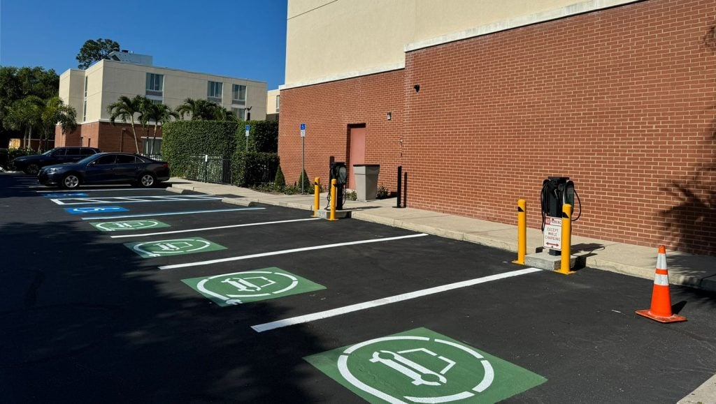 freshly painted parking lot lines for apartment complex