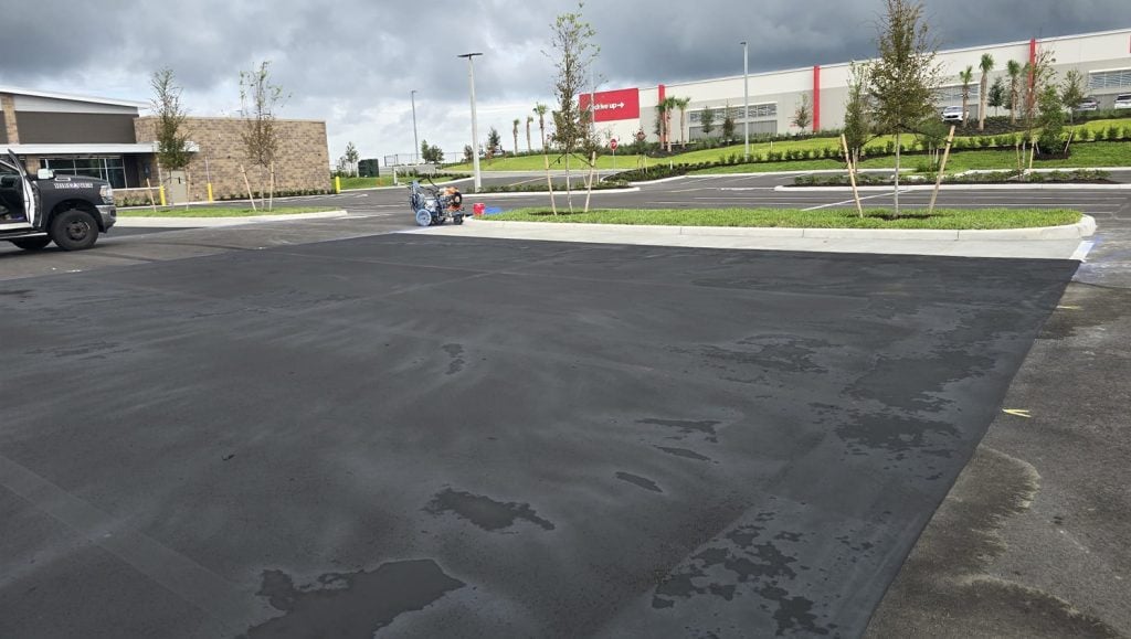 freshly painted line markings for Aldi