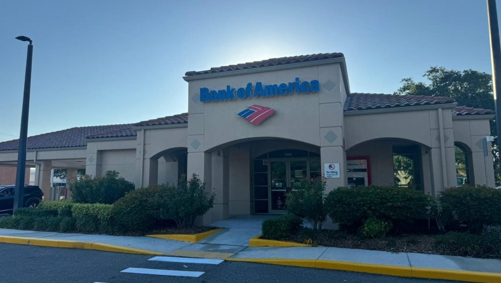 freshly painted curb for bank of america parking lot