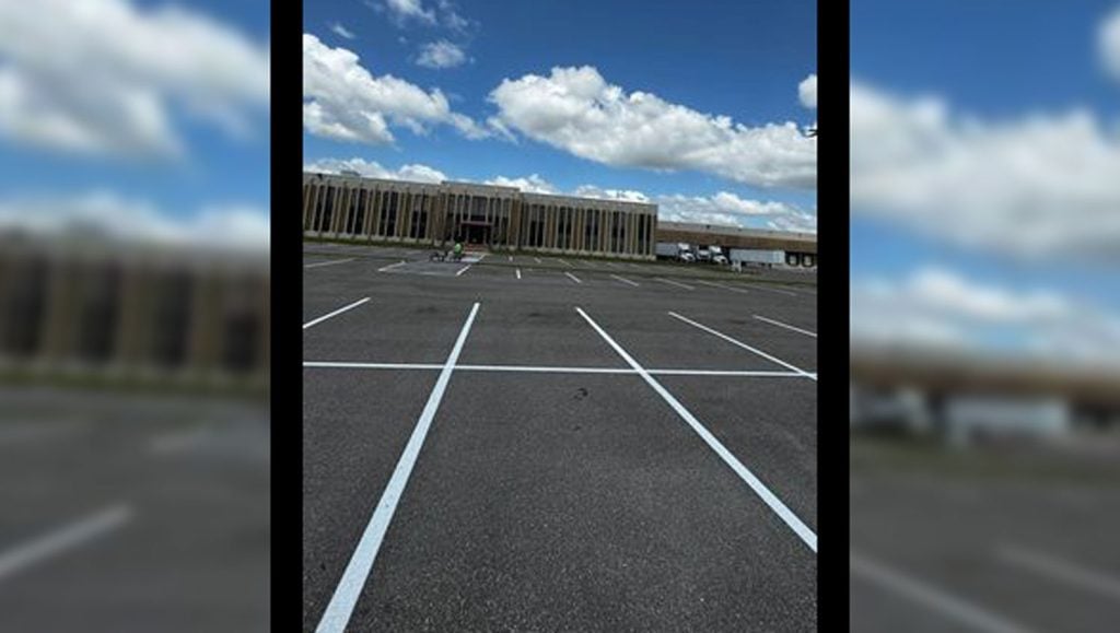 business parking lot painting project in Tampa, FL