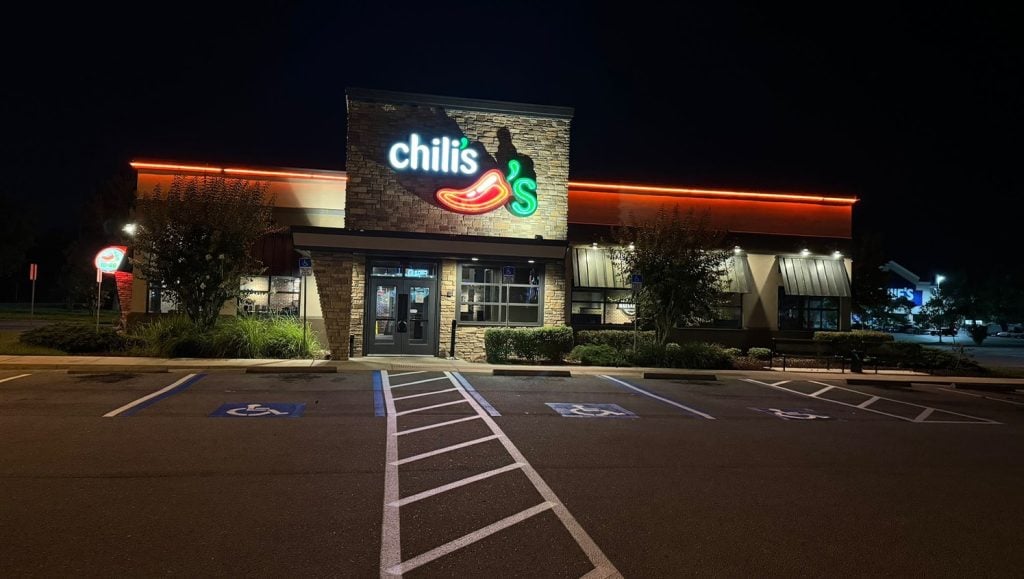 freshly painted handicapped parking spots for chilis