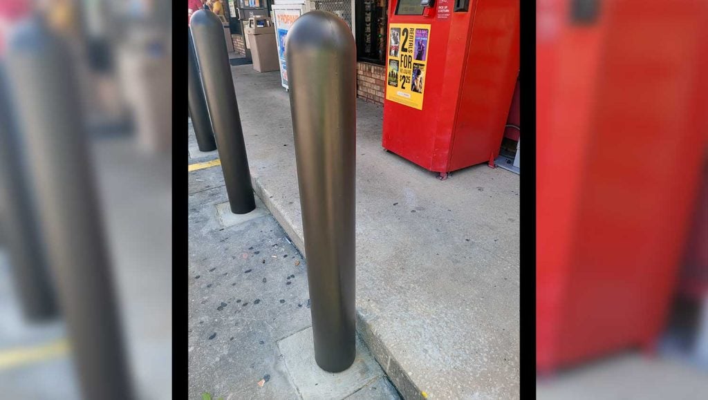 new bollards in a parking lot