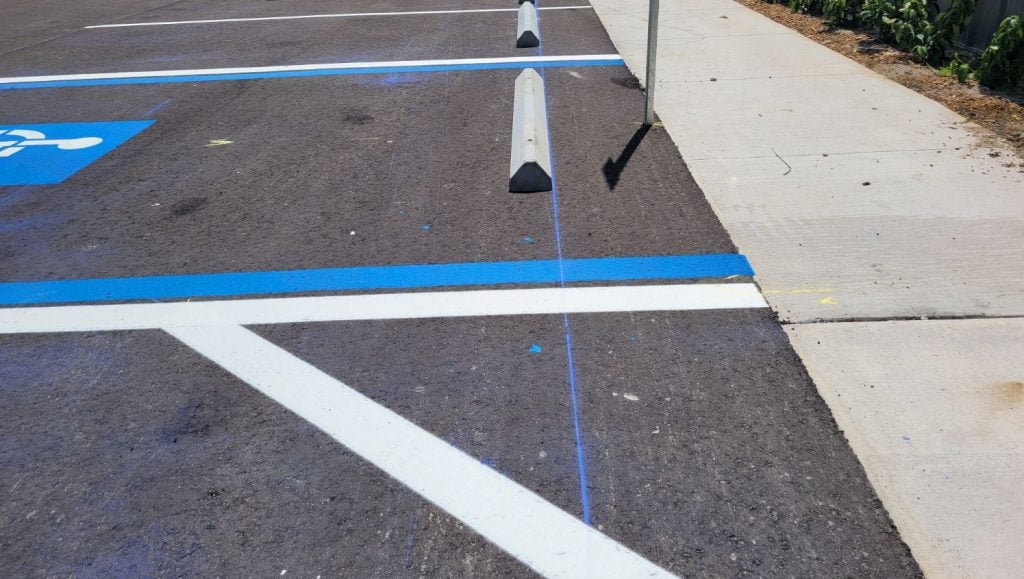 close up of new wheel stops