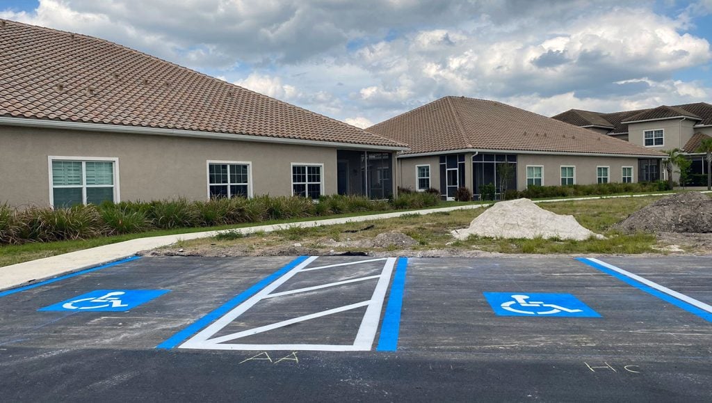 close view of ada parking stalls