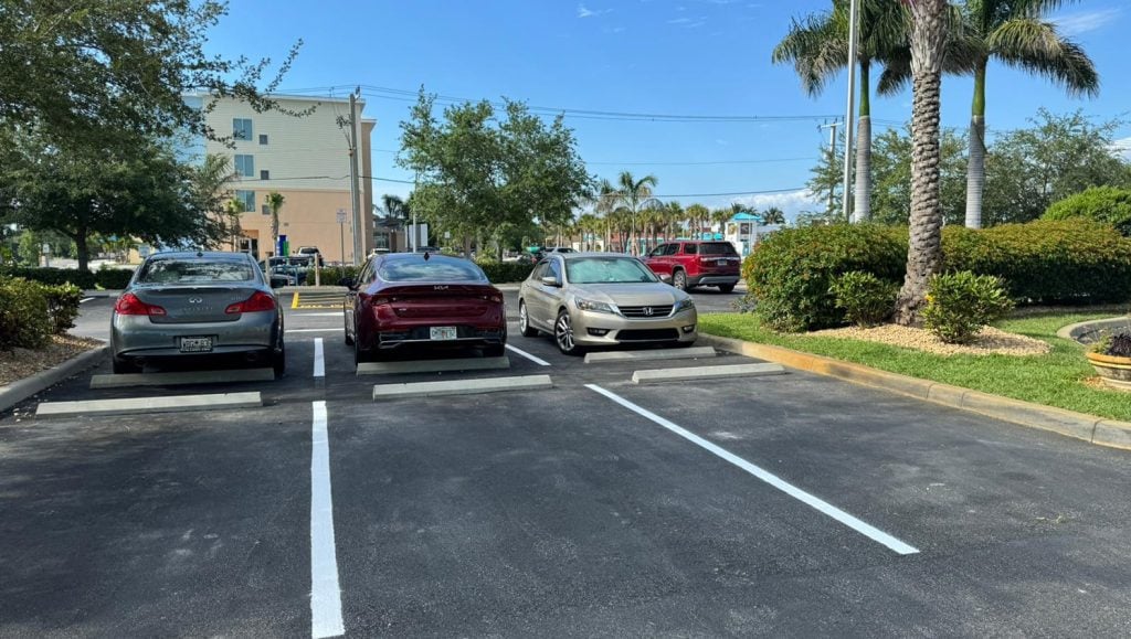 freshly painted parking spots for aparment complex parking lot