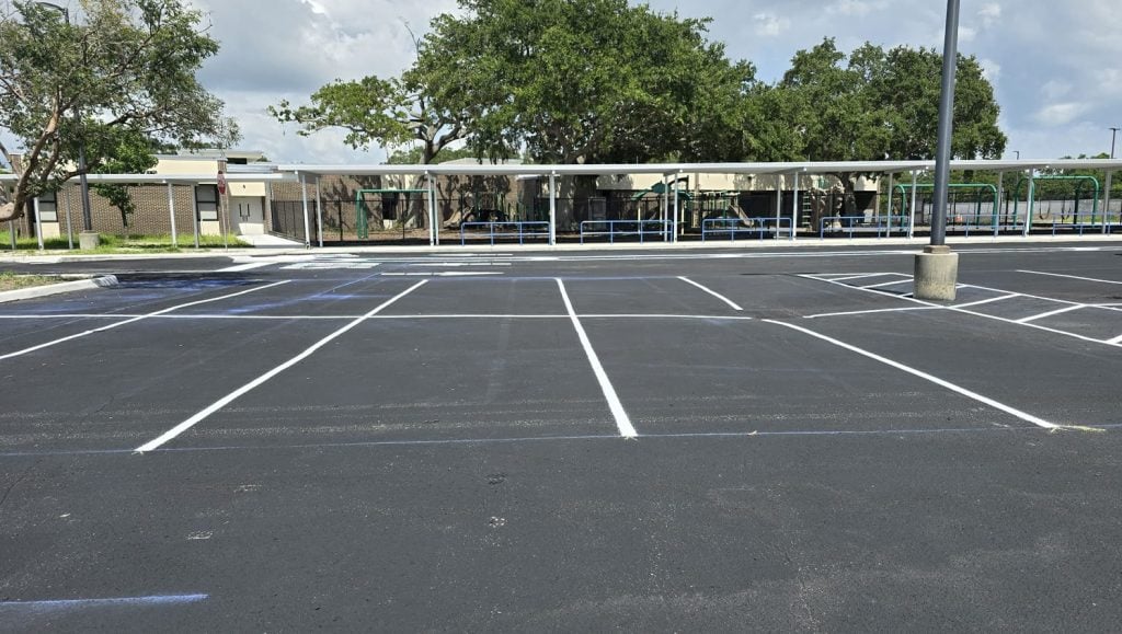 freshly painted parking spots for Corporate Business parking lot