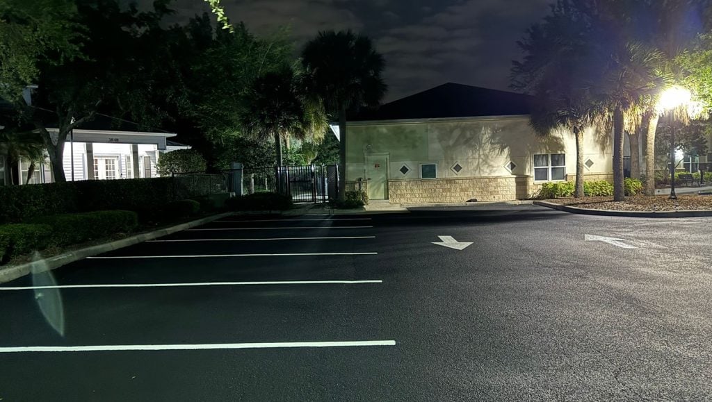 daycare parking lot with freshly painted lines